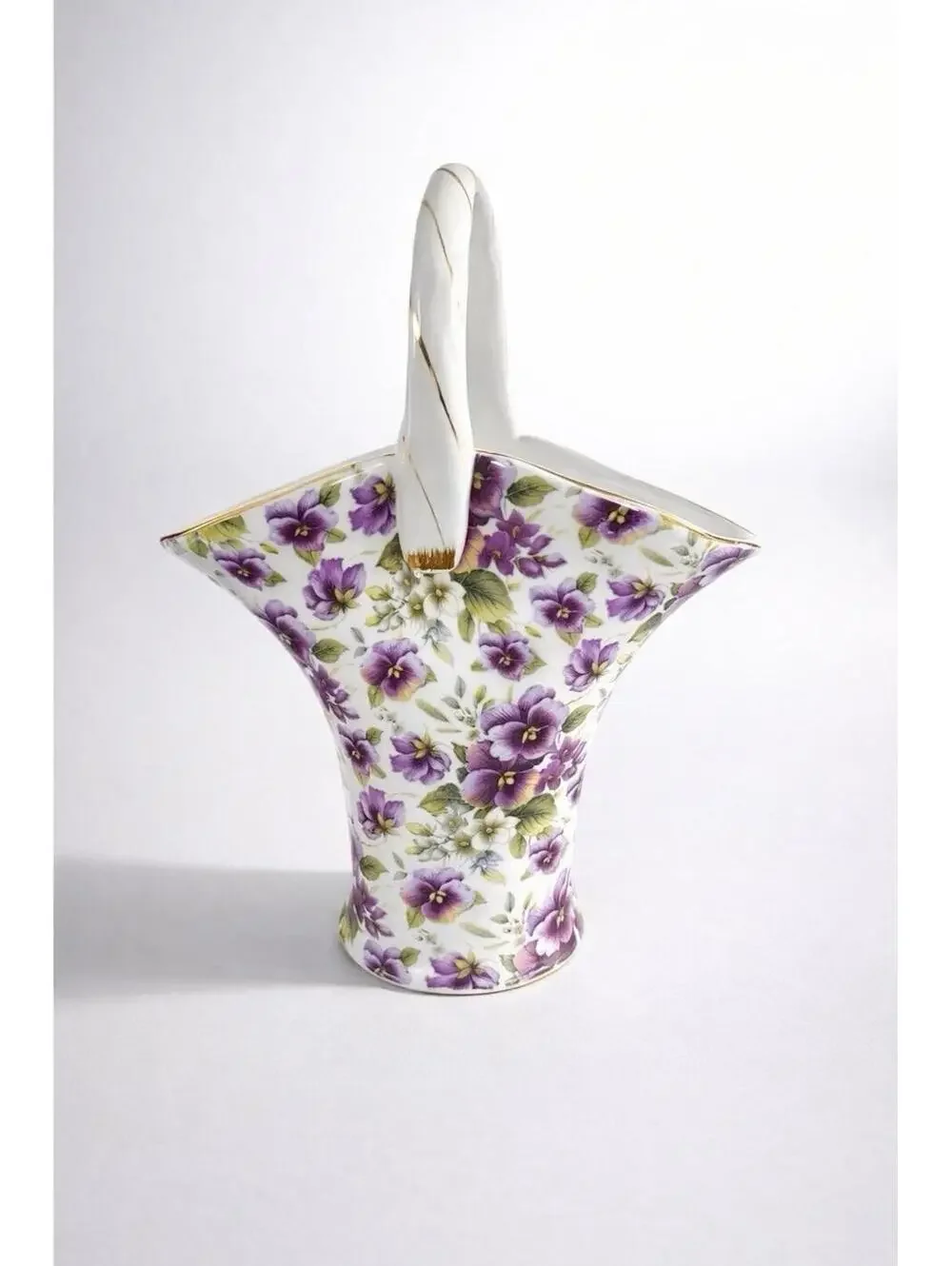 Madison & Max Floral Ceramic Basket Vase